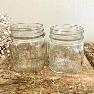 2 Vintage Kerr Self Sealing Mason Jars Small Size Glass
